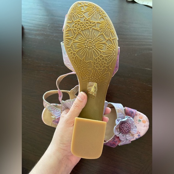 Spring Step L’Artiste Collection Lilac Floral Heel Sandal Sz 42 10-10.5 - Picture 6 of 10